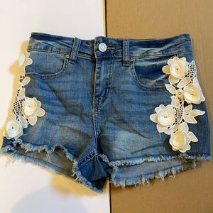 Blue with white flowers Jean shorts